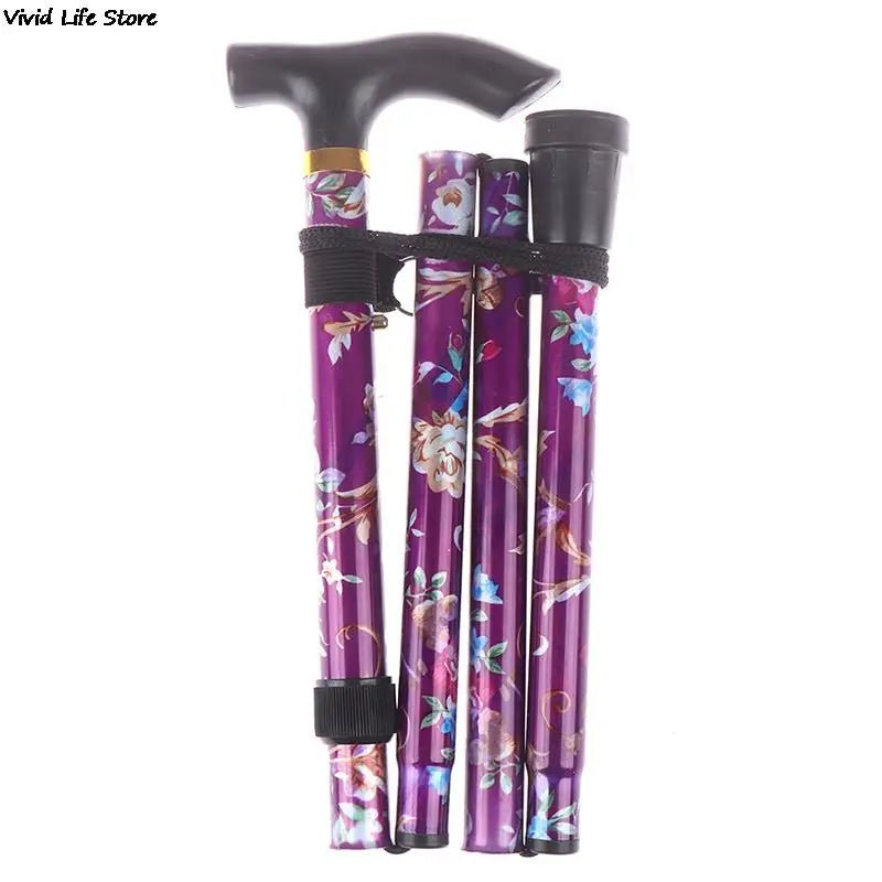 Adjustable 8493cm Folding Walking Stick Sturdy Printed Travel