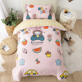 3Pcs Cartoon Cotton Crib Bed Linen Kit Baby