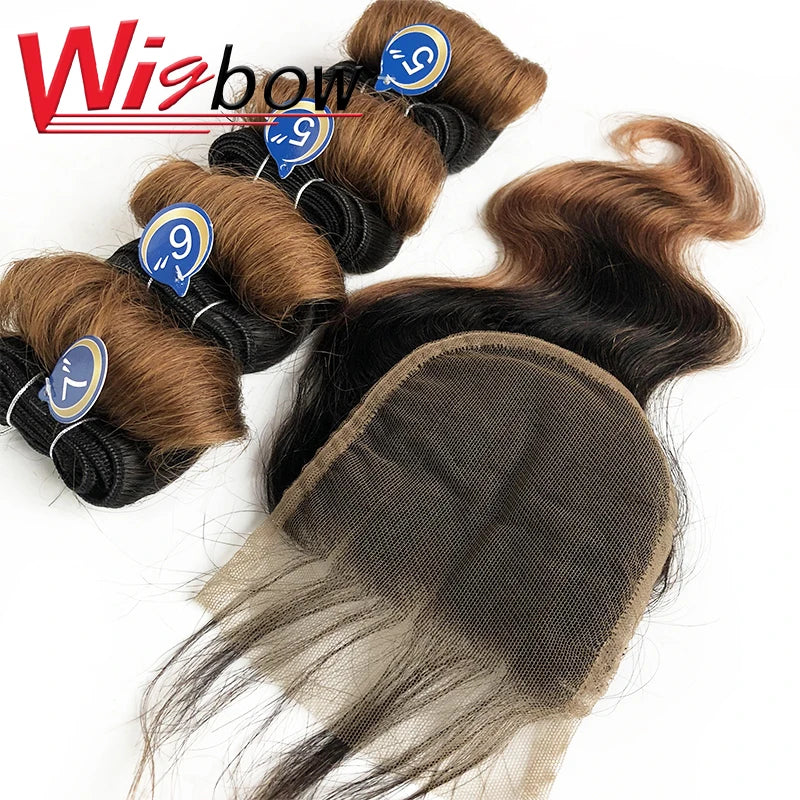 Blonde Bundles With Closure Short Human Hair Braizlian