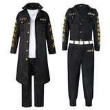 Anime Tokyo Revengers Cosplay Costume Black Embroidered Trench