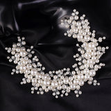 Fashion Bride Large Pearls Wedding Headband Silver Bridal