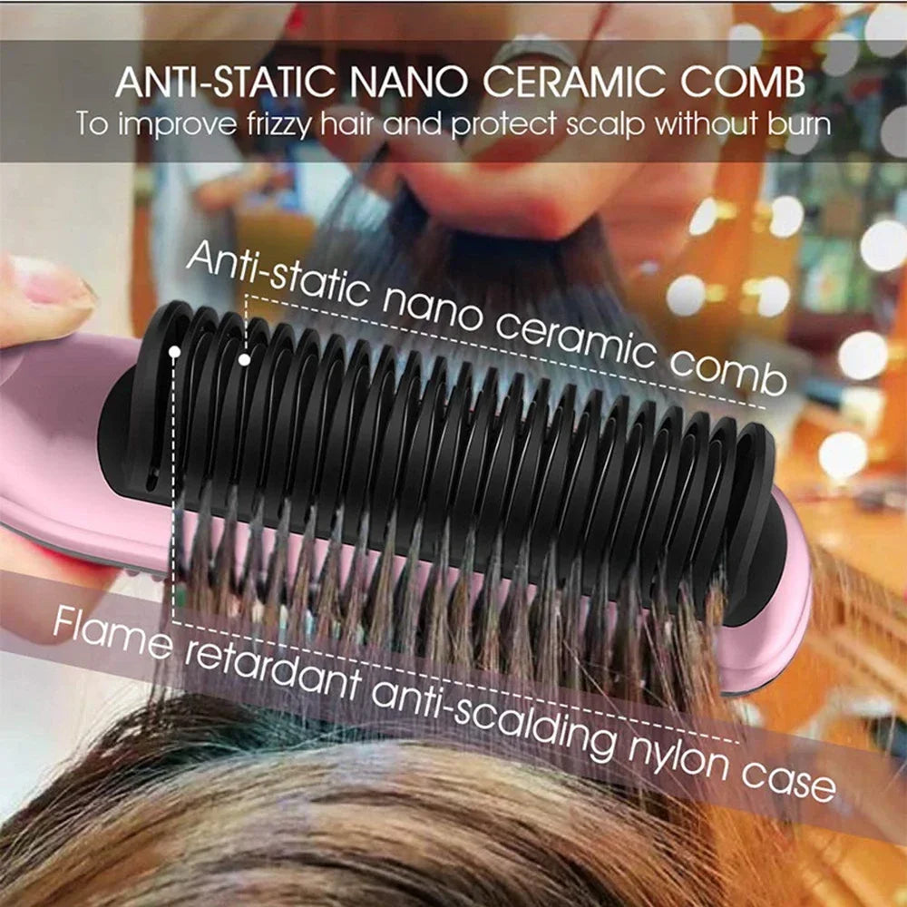 2 in 1 Electric Hair Straightener Brush 30S