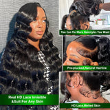 13x4 HD Lace Frontal Wigs Human Hair 250%