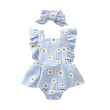 0-18M Newborn Girls Floral Jumpsuits Cotton Sleeveless Ruffles