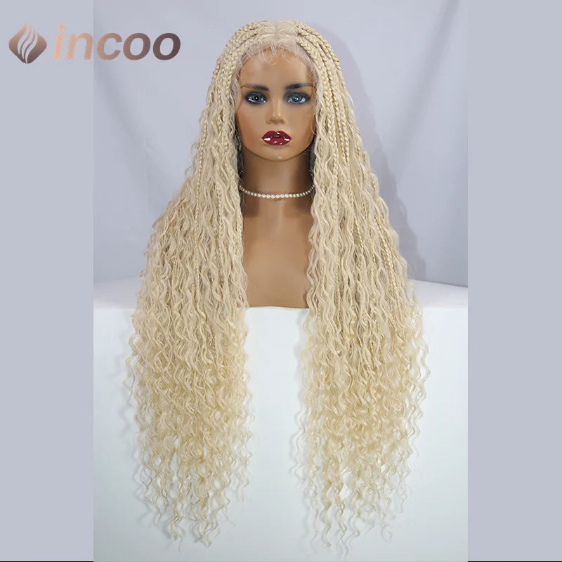 32 Inch Boho Box Braided Wigs Double Lace