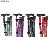 Adjustable 8493cm Folding Walking Stick Sturdy Printed Travel