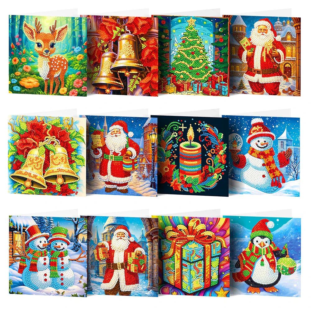 20/16/12/8pcs Christmas Cards Diamond Painting Greeting Cards 5D