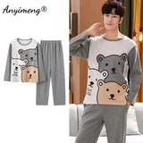 Big Size Autumn New Mens Casual Pajamas Set